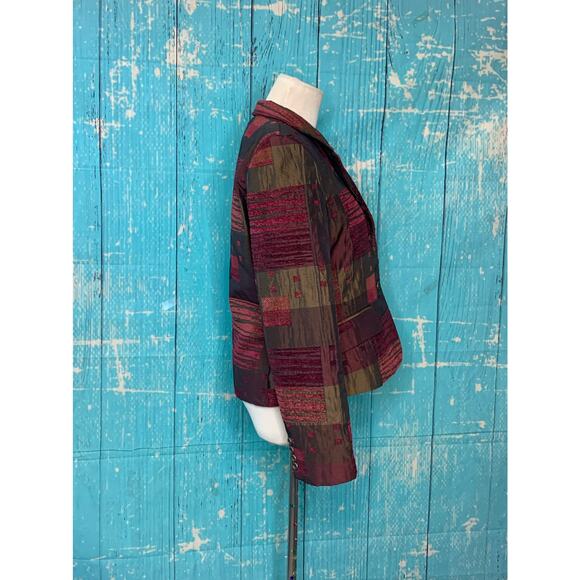 Harve Benard patchwork 2 buttons lined blazer size 8 - Picture 4 of 7